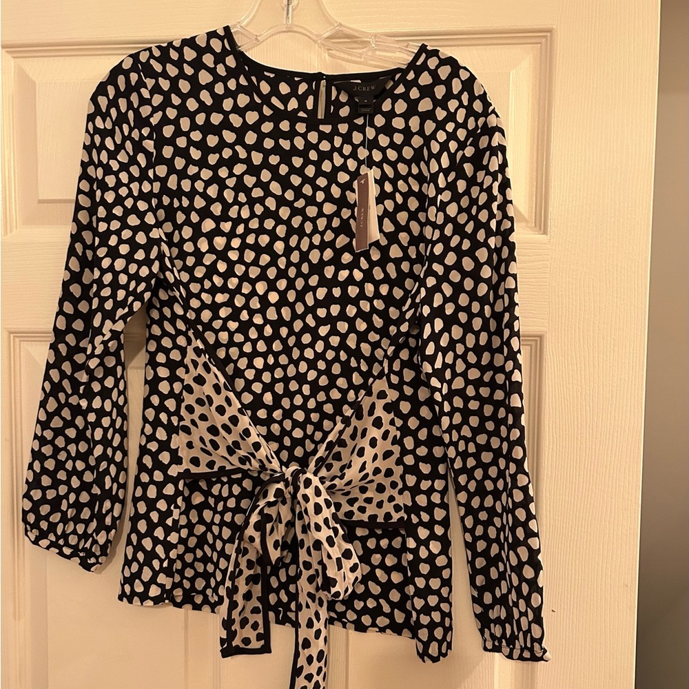 J. Crew, NWT, Polka Dot Top with versatile Tie in Front or Back. Size 4